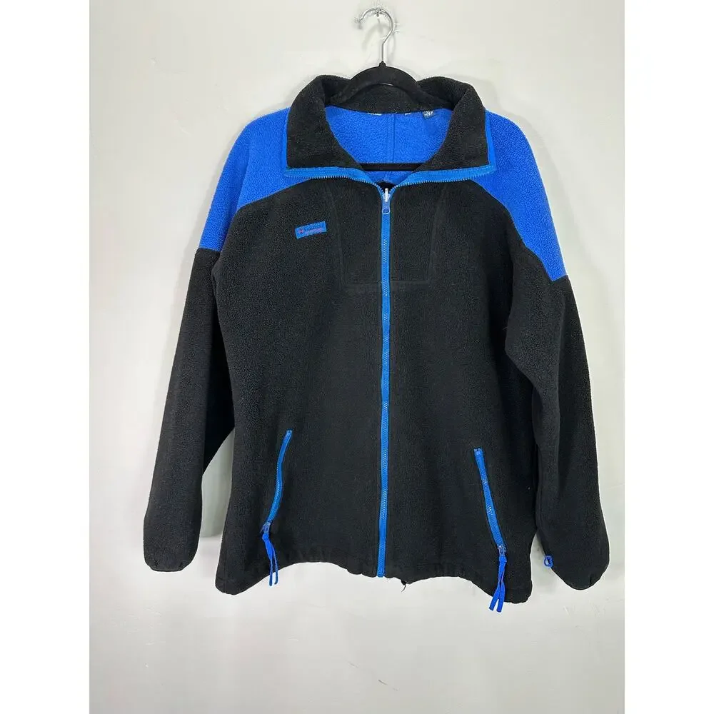 Vintage 90s Columbia Fleece Made in USA Blue Black Jacket Coat Insert size Large